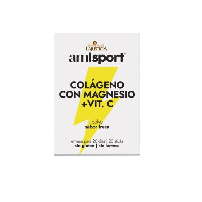 Amlsport Colágeno con Magnesio y vitamina C, 20 Sobres